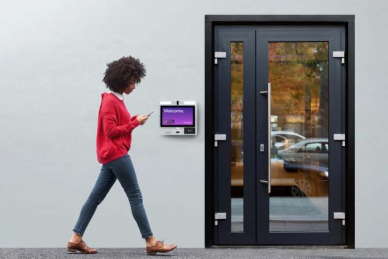 resident using smartphone entry system