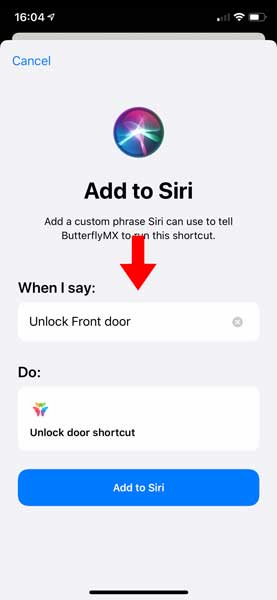 ButterflyMX connect to Siri step 3