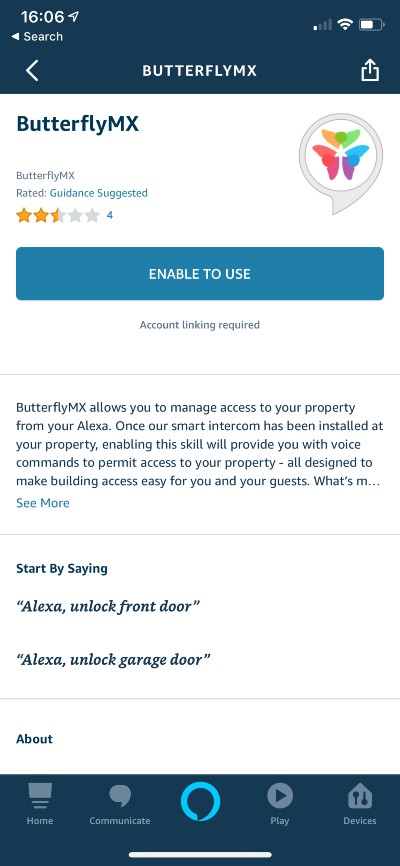 Hit enable to connect Alexa