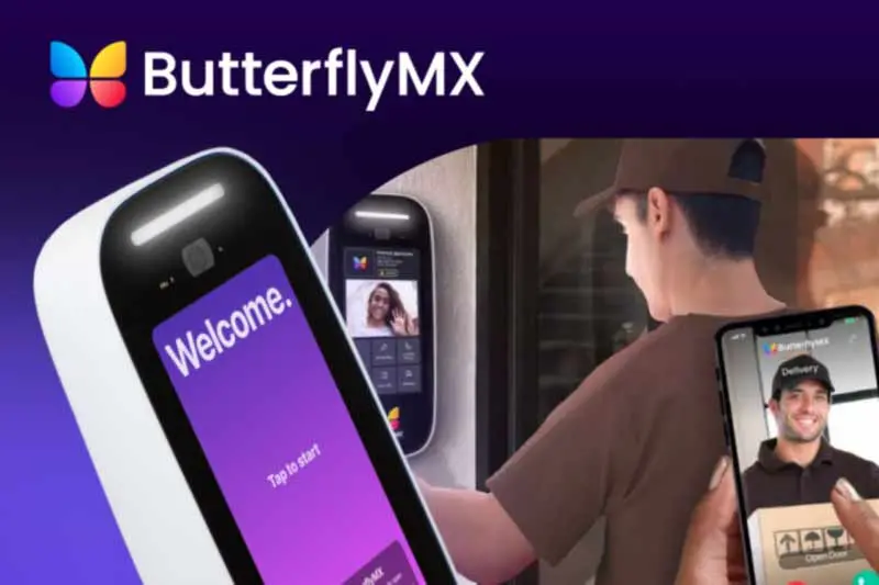 Delivery courier requests access to a property using the ButterflyMX apartment intercom system