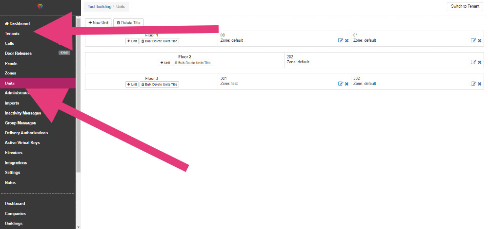 Find tenant import in the ButterflyMX system