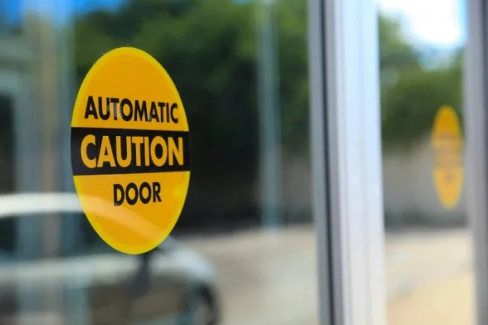 automatic door caution sign