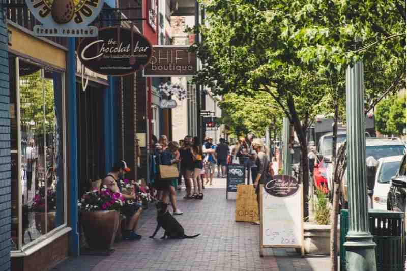 walkable city pedestrian street with shops