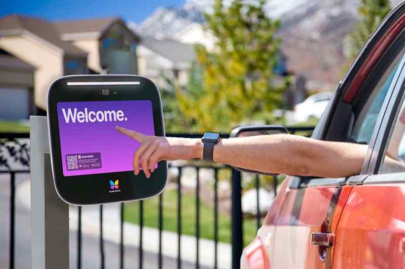 Tenant uses an intercom to gain entry at a vehicle gate