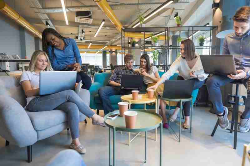employees enjoy office amenities like coffee bar and lounge