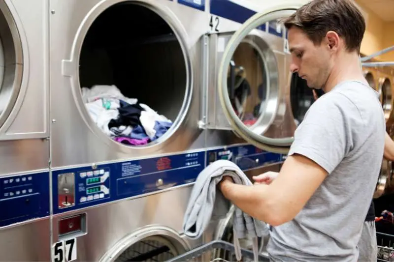 a resident uses the laundry facility