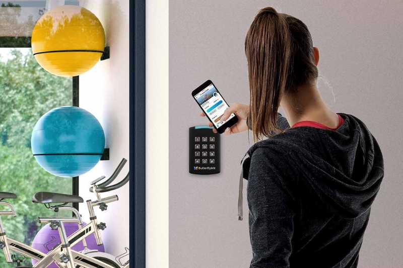 woman using multi-door access control system