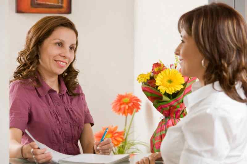 property staff and resident talking