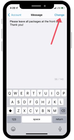 Hit 'Change' to save your directory message for your visitors or deliveries