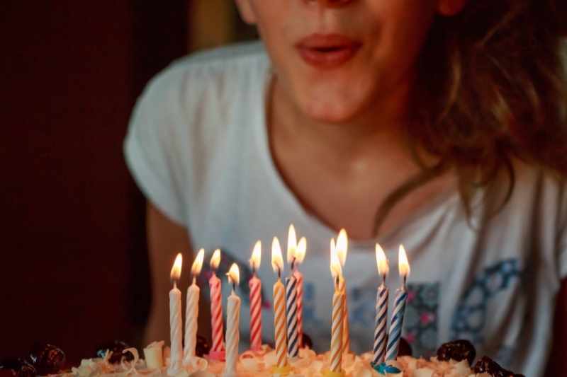 Birthday party celebrated in an empty office building.