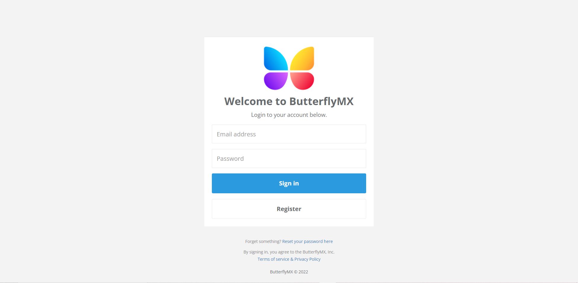 Enter your credentials to log into ButterflyMX