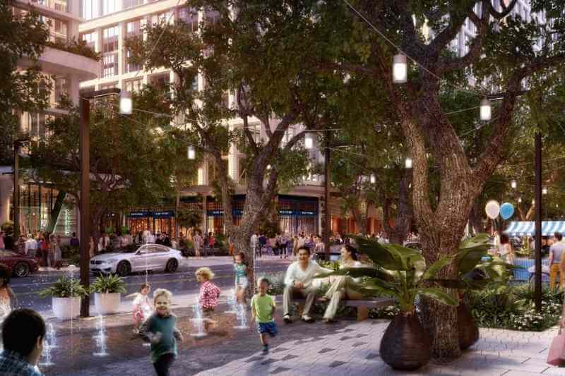 Outdoor greenspace at Water Street in Tampa.