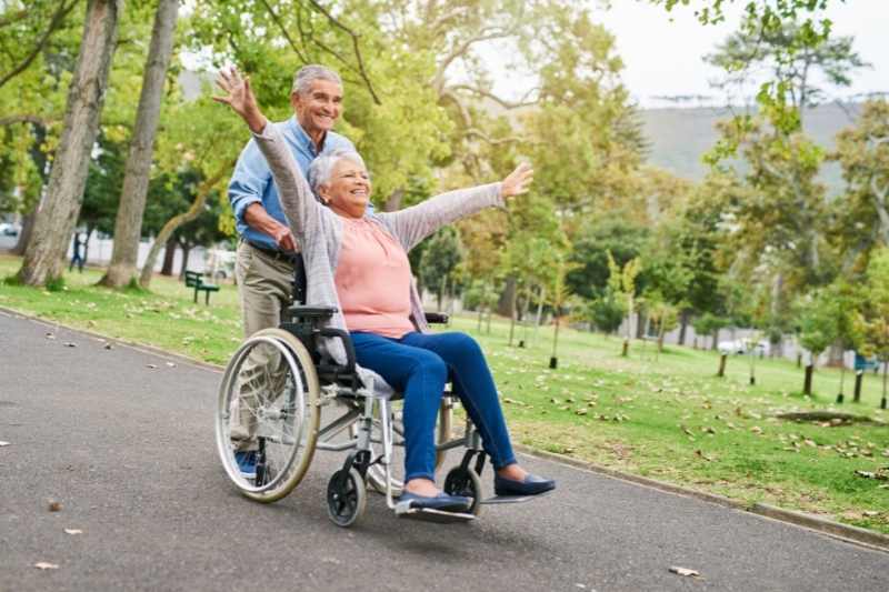 Senior residents enjoy outdoor amenities