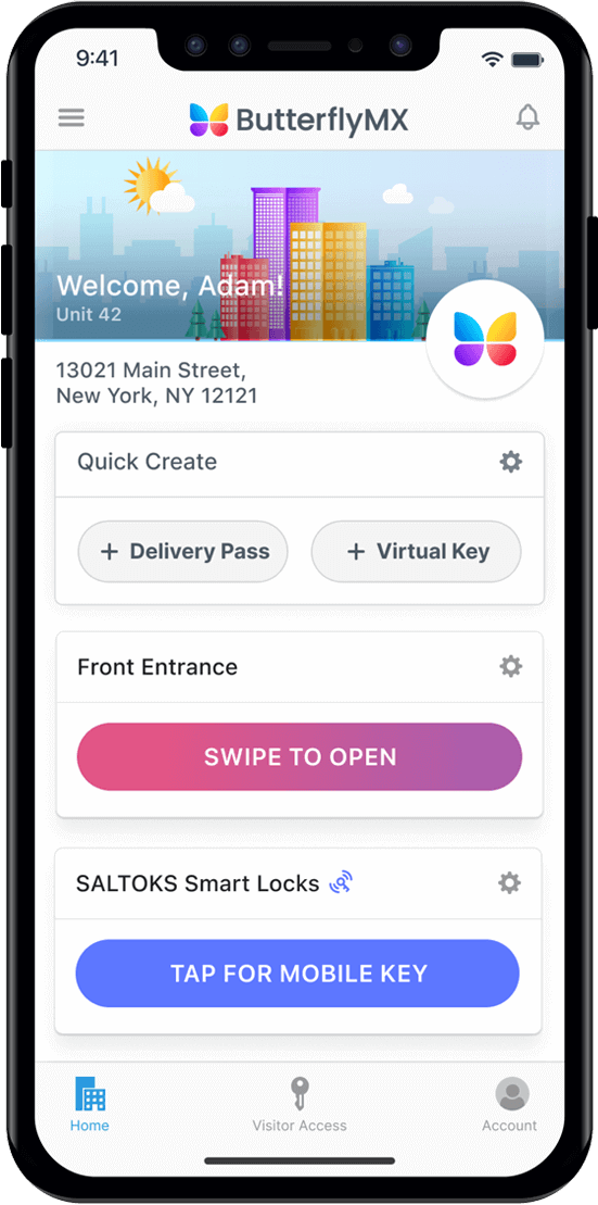 SaltoKS mobile key in the ButterflyMX app