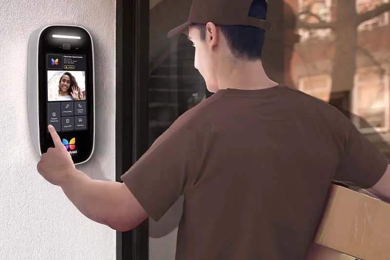 touchless visitor management system outside apartment