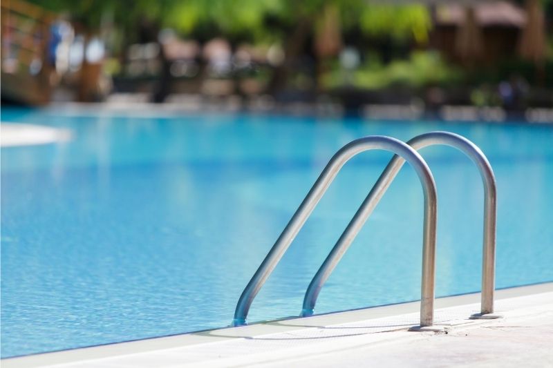 Ladders at the deep end and other safety features are important when renting a property with a pool