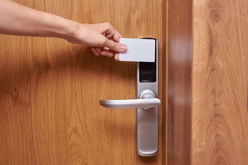 using a key card lock to open a door
