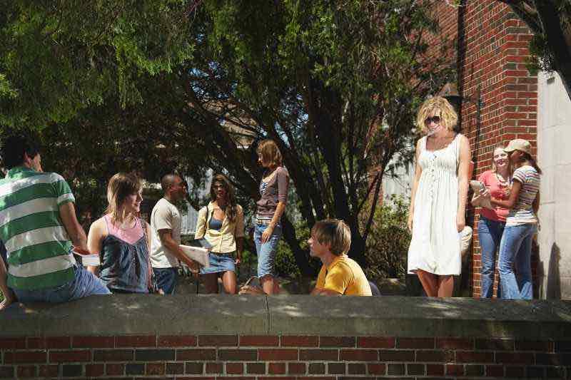 college students hanging outside college town rentals