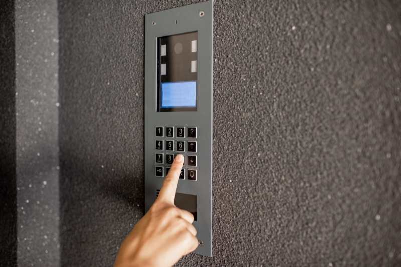 visitor using a Kantech telephone entry system