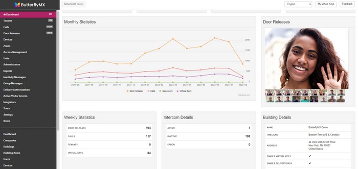 ButterflyMX OS building statistics