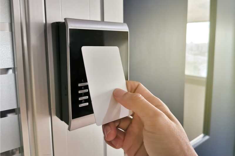 Tapping a card against a card reader door lock