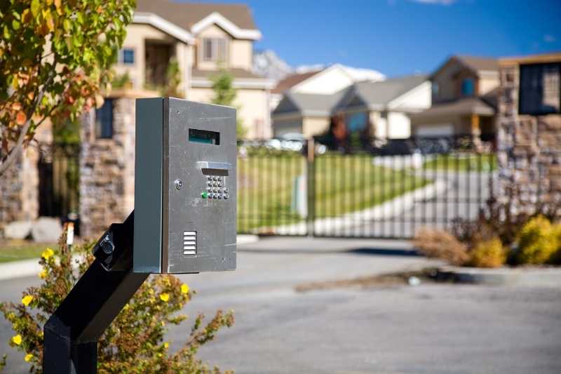 call box at front gate of community