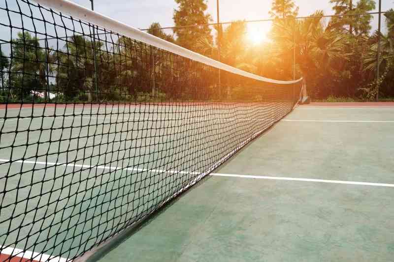 Tennis court at high-end apartment.