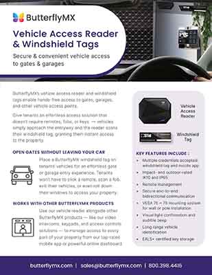 butterflymx vehicle reader windshield tags fact sheet