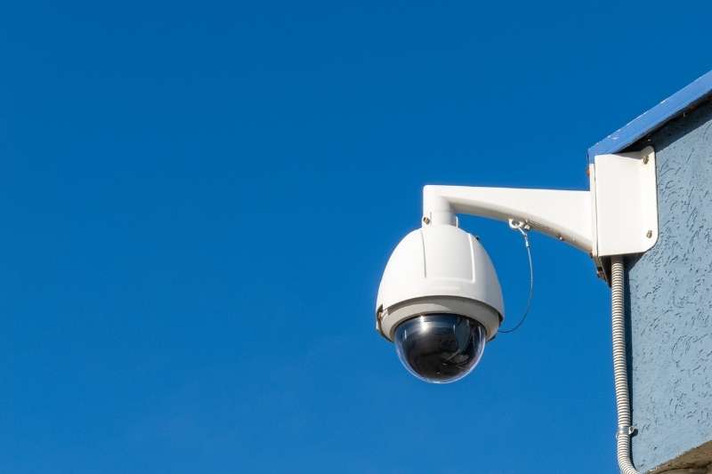 CCTV installation near the edge of a roof