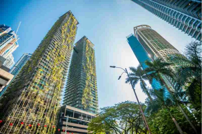 skyline of city using biomimetic architecture