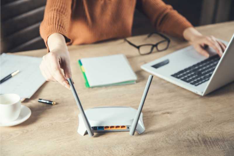 A woman operates from a wireless bridge