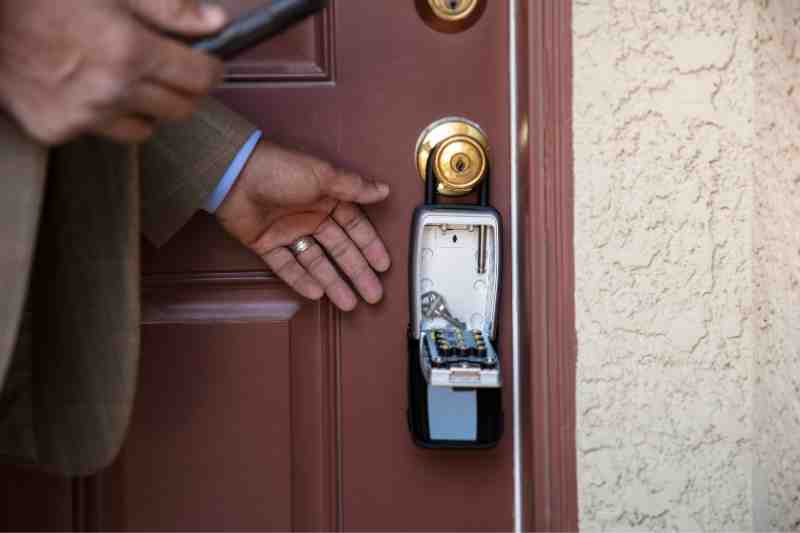 Key lock box for outside on a front door.