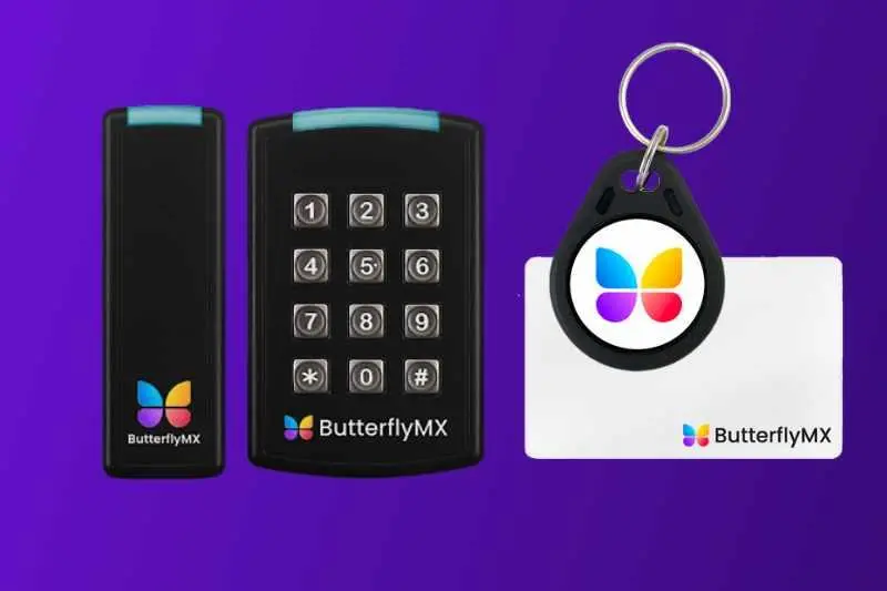 ButterflyMX access control keypad, reader, and credentials