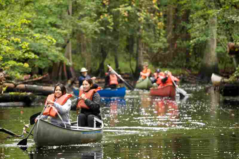 canoing with help of campground intercom