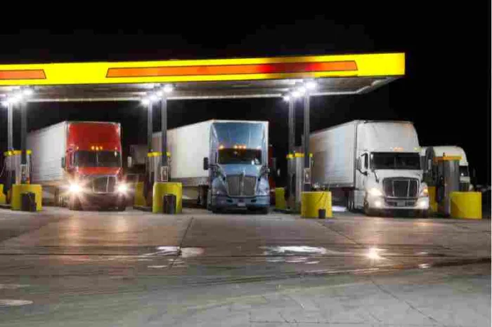 filling up with truck stop intercom