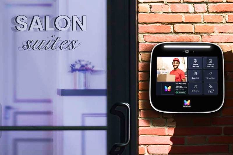 ButterflyMX, shown here, is the best salon suite access control system.