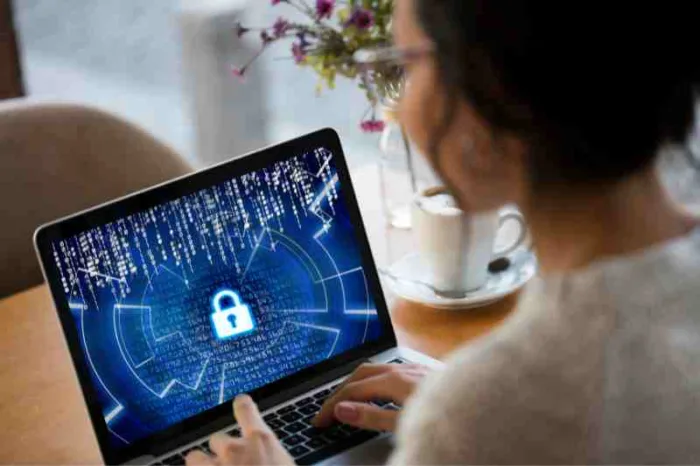 Woman using discretionary access control to access files.