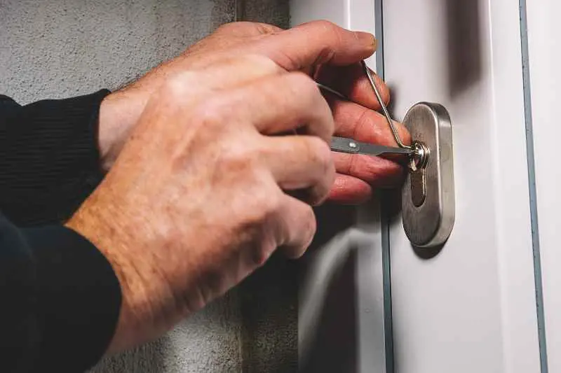 Pick proof locks prevent burglary attempts like this.