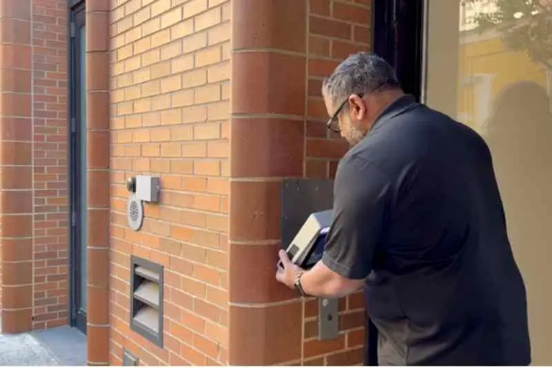 installer removes the existing intercom