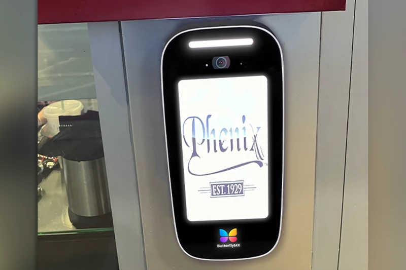 ButterflyMX video intercom providing access at the entrance of a salon suite