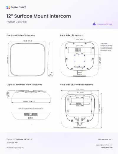 butterflymx-12-inch-surface-mount-intercom-product-cutsheet butterflymx 12 inch surface mount intercom product cutsheet
