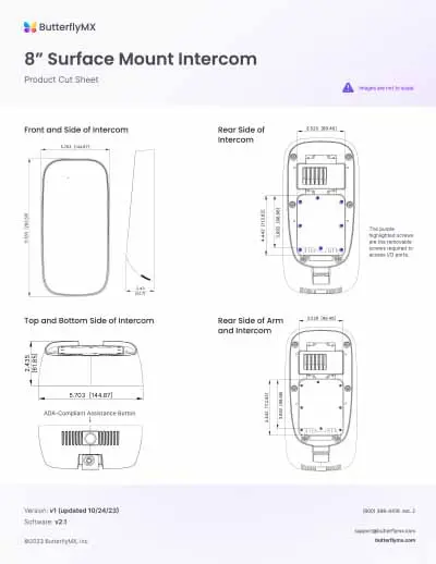 butterflymx-8-inch-surface-mount-intercom-product-cutsheet butterflymx 8 inch surface mount intercom product cutsheet
