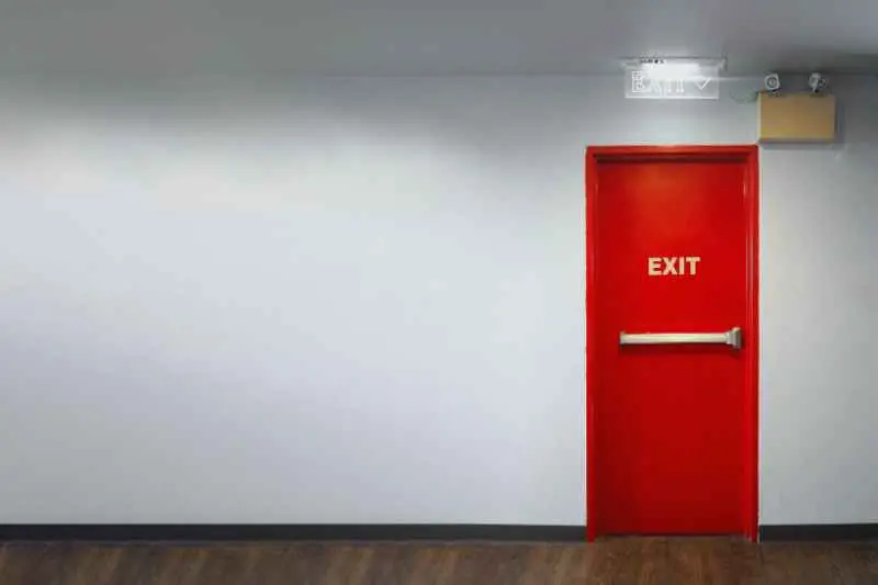 A fire exit is an example of a door-opening alarm system.