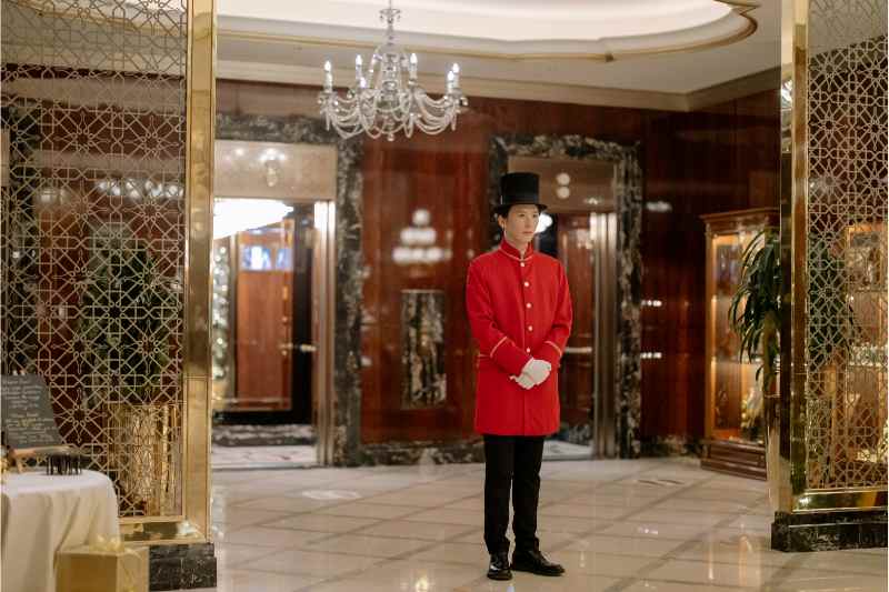 A luxury apartment doorman