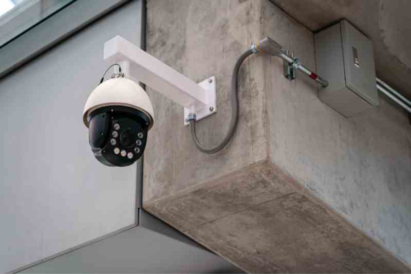 Commercial security cameras at a commercial property.