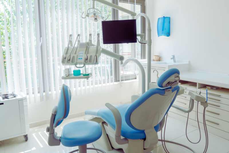 A dentist office chair secured by healthcare access control.