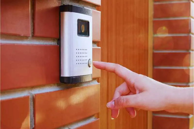 An SIP doorbell intercom being used.