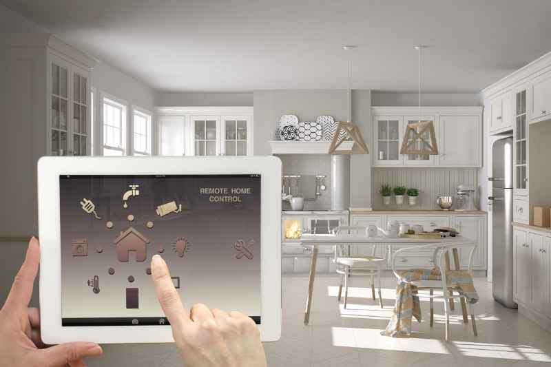 resident using smart home security system