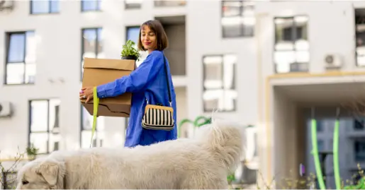 Tenant holding moving box