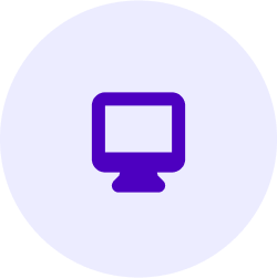 lavender circle with darker purple desktop computer icon in center